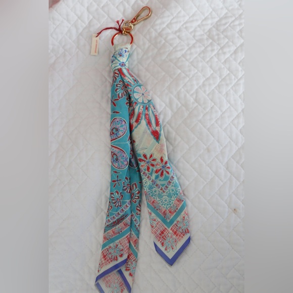 JOHNNY WAS Keychain Zoila Bandana Silk Scarf Handkerchief NWT Boho Bag Charm - Picture 4 of 5